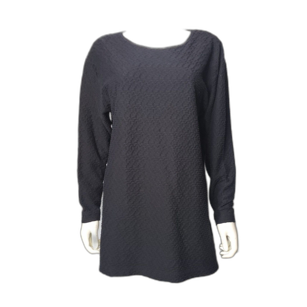 Vintage 90's NEW YORK STYLE Black Textured Tunic Top Womens Size Medium